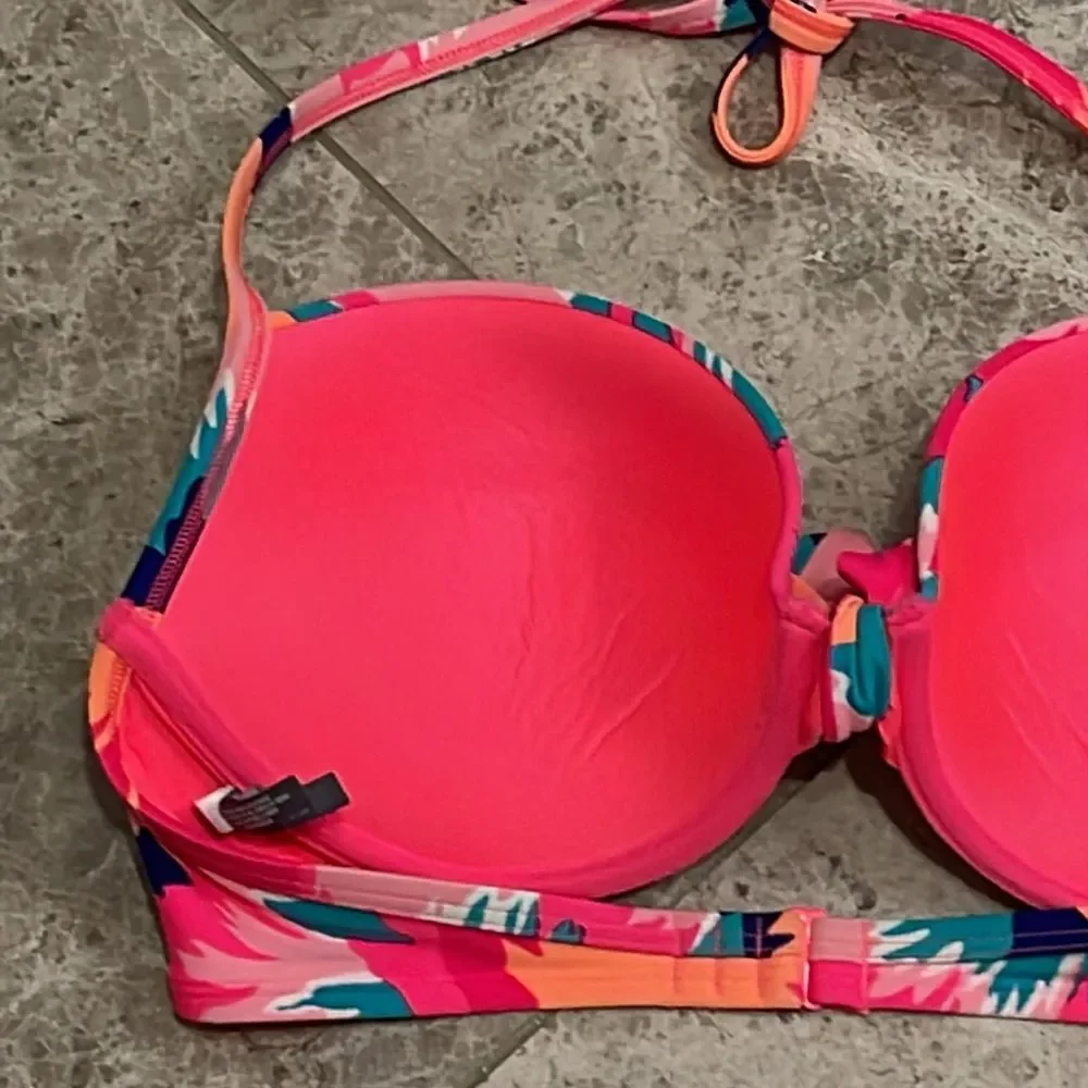 Aerie Pink Floral Underwire Padded Bikini Top 36D